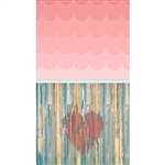 Blush Ombre & Heart Planks Extended Floordrop Printed Backdrop