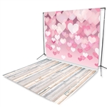 Floating Hearts & Bleach Planks Floor Extended Printed Backdrop