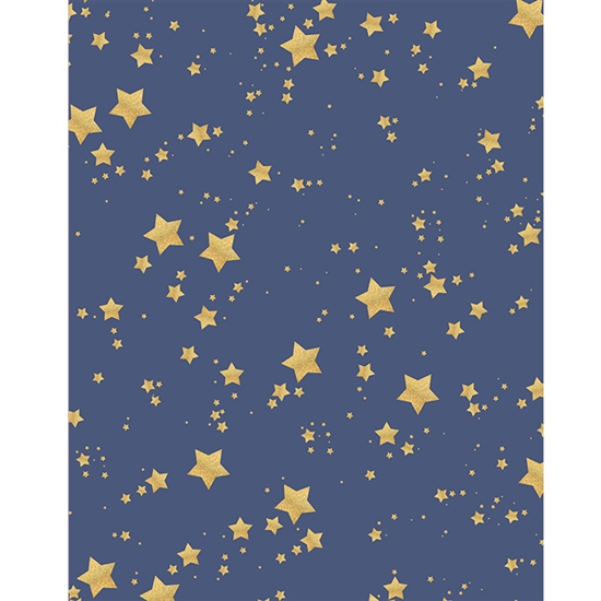 Blue and Gold Glitter Stars Printed Backdrop