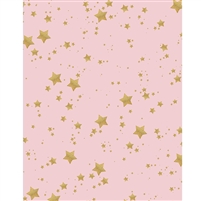Pink with Gold Glitter Stars Printed Backdrop
