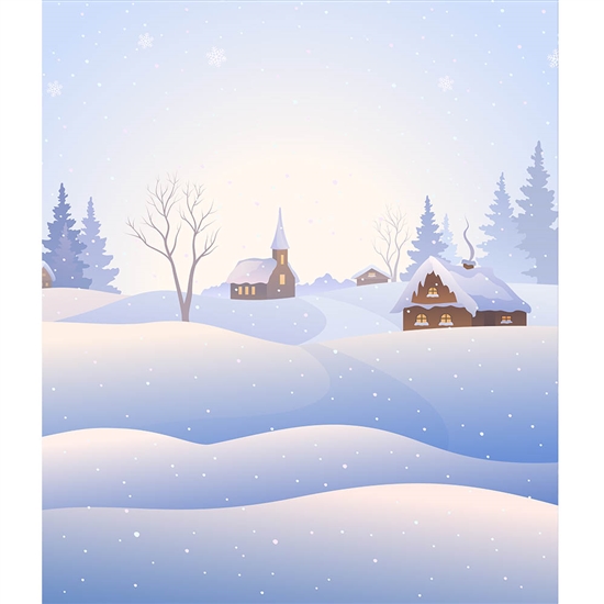 Snow Covered Town Printed Backdrop