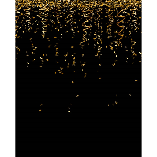 Black and Gold Streamers Printed Backdrop