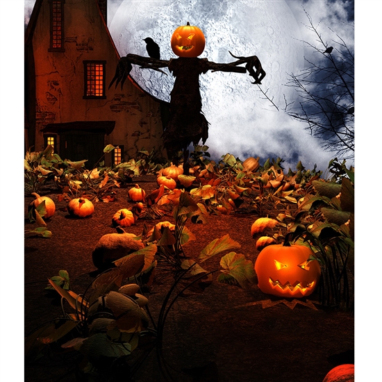 Haunted Pumpkin Patch Printed Backdrop