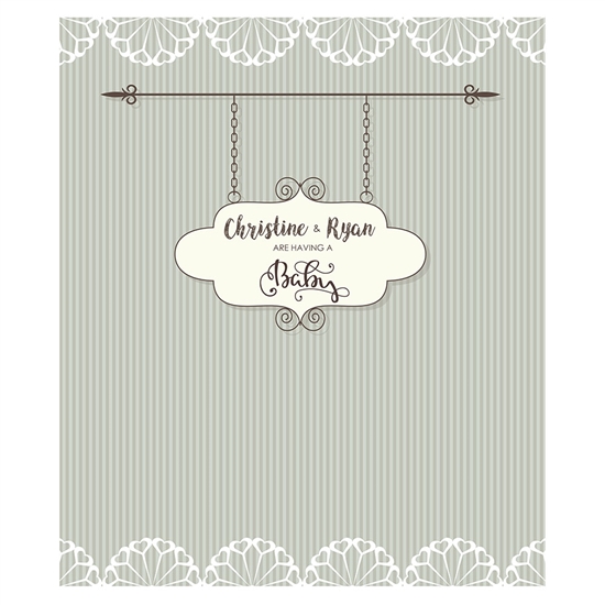 Vintage Baby Announcement Printed Backdrop
