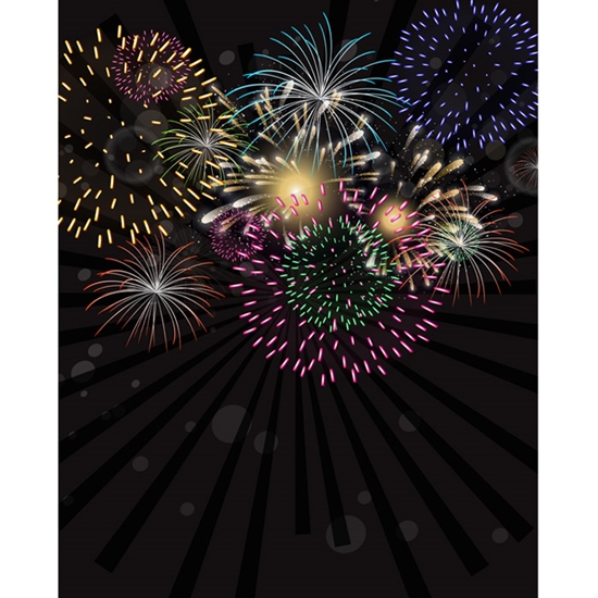 New Year's Eve Fireworks Printed Backdrop