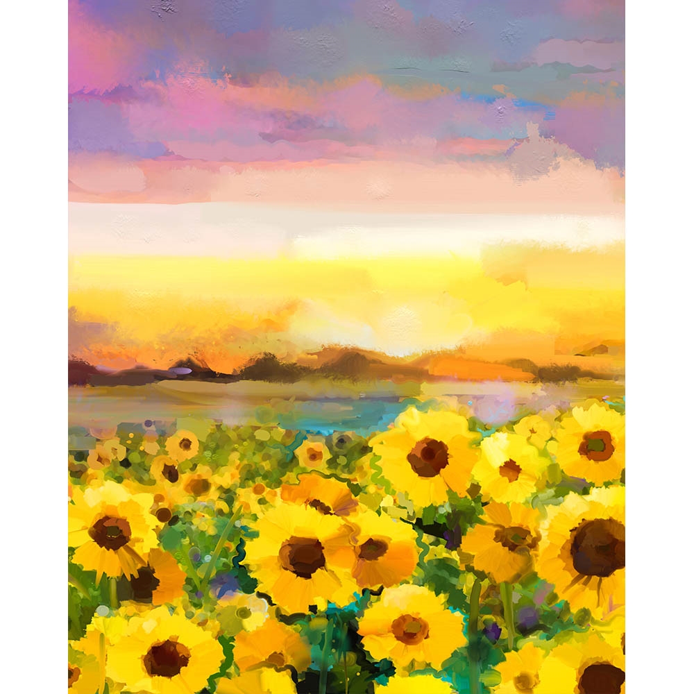 Painted Sunflower Field Printed Backdrop Backdrop Express