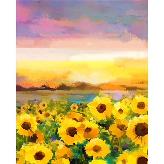 Painted Sunflower Field Printed Backdrop