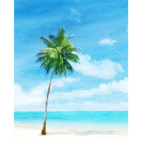 Watercolor Beach Printed Backdrop