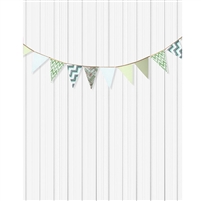 Green and White Bunting Printed Backdrop