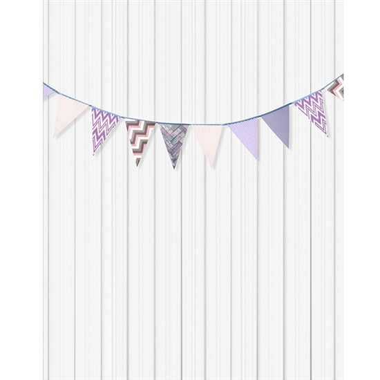 Purple and White Bunting Printed Backdrop