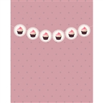 Classy Pink Cupcake Banner Printed Backdrop