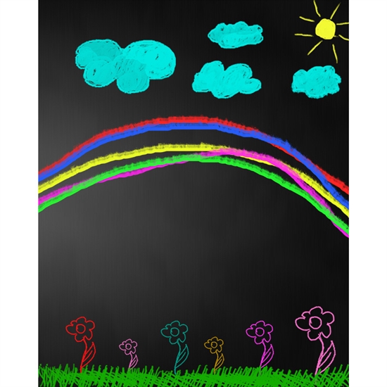 Rainbow Chalkboard Printed Backdrop