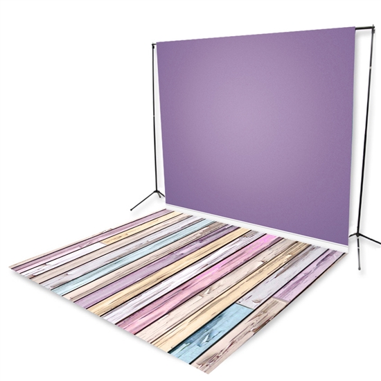 Lavender & Painted Pastel Planks Floor Extended Printed Backdrop