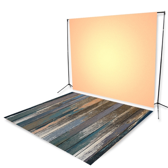 Peach Distressed Floor Extended Printed Backdrop