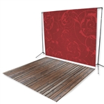 Red Swirl & Handscraped Oak Floor Extended Printed Backdrop