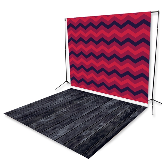 Dark Red Chevron Floor Extended Printed Backdrop