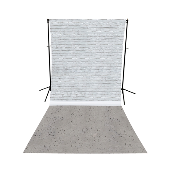 White Brick & Concrete All-in-One Printed Backdrop