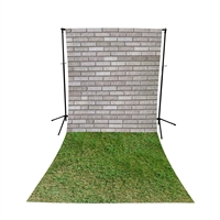 Cinder Blocks & Grass Floor Extended Printed Backdrop