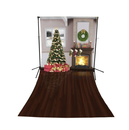 Christmas Living Room Floor Extended Printed Backdrop