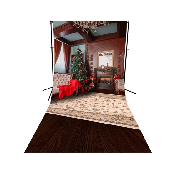 Formal Christmas Room Floor Extended Printed Backdrop