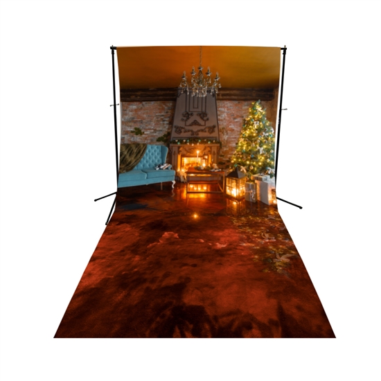 Christmas Cabin Floor Extended Printed Backdrop