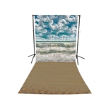 Cloudy Shoreline Floor Extended Printed Backdrop