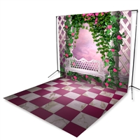 Rosy Pink Courtyard Floor Extended Printed Backdrop
