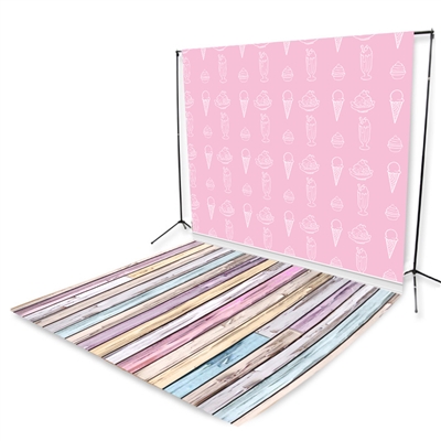 Pink Ice Cream Floor Extended Printed Backdrop
