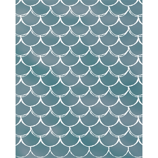 Aqua Mermaid Scales Printed Backdrop