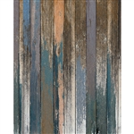Blue and Peach Distressed Wood Floordrop