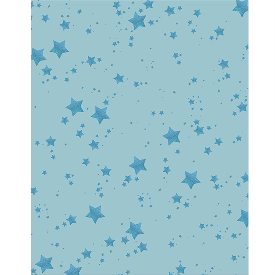 Blue Glitter Stars Printed Backdrop