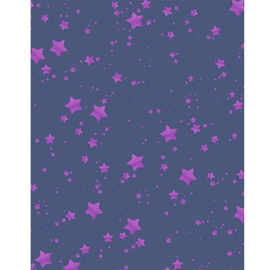 Blue and Purple Glitter Stars Printed Backdrop