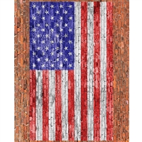 American Flag on Brick Printed Backdrop