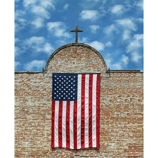 Hanging American Flag Printed Backdrop