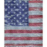 American Flag on White Brick