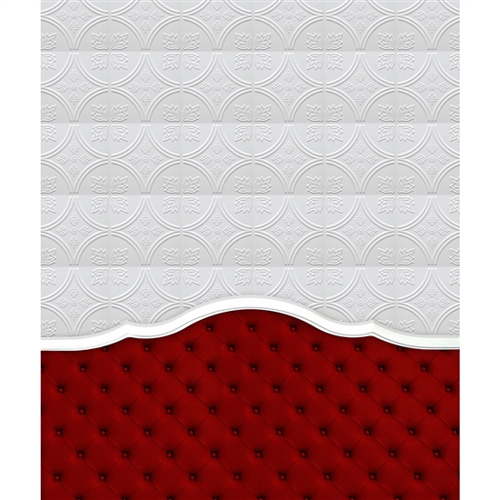 Red Tufted Headboard Printed Backdrop
