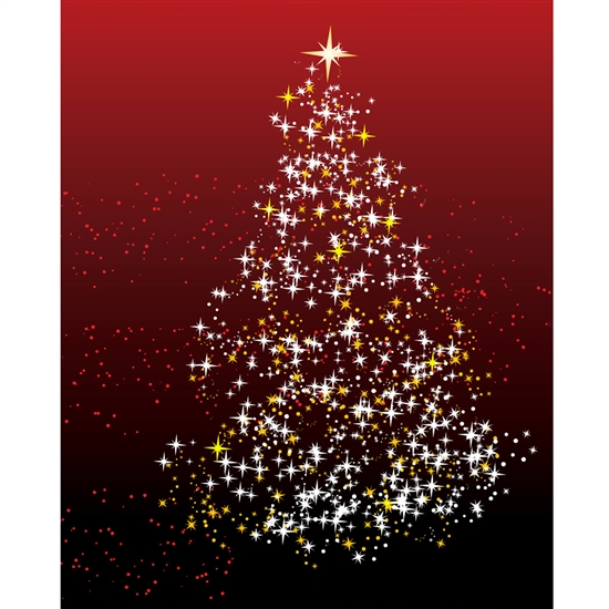 Sparkling Christmas Tree Printed Backdrop
