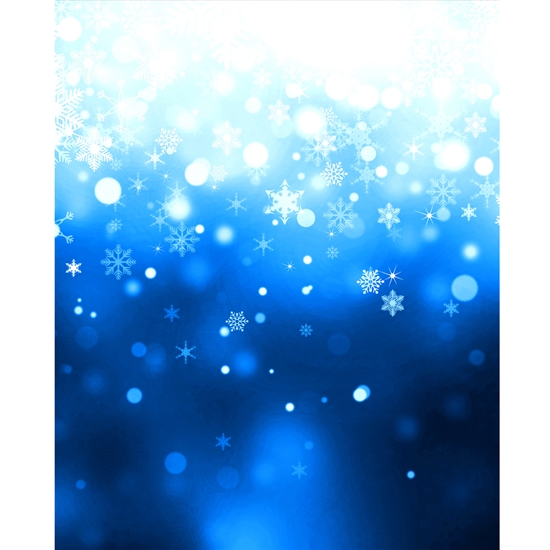 Falling Blue Snowflakes Printed Backdrop