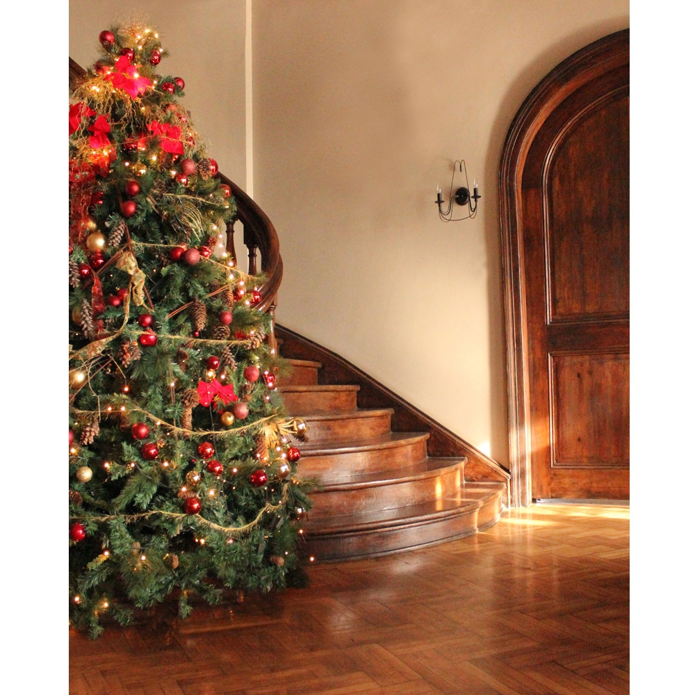 Christmas Staircase Printed Backdrop | Backdrop Express