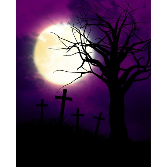 Creepy Graveyard Printed Backdrop
