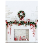 Elegant Christmas Fireplace Printed Backdrop