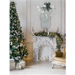 Wainscoting Antique White Christmas Fireplace