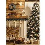 Cozy Fireplace Printed Backdrop