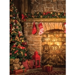 Santa's Fireplace Printed Backdrop