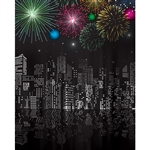 City on New Year's Eve Printed Backdrop