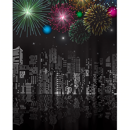 City on New Year's Eve Printed Backdrop