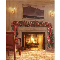 Christmas Fireplace Printed Backdrop