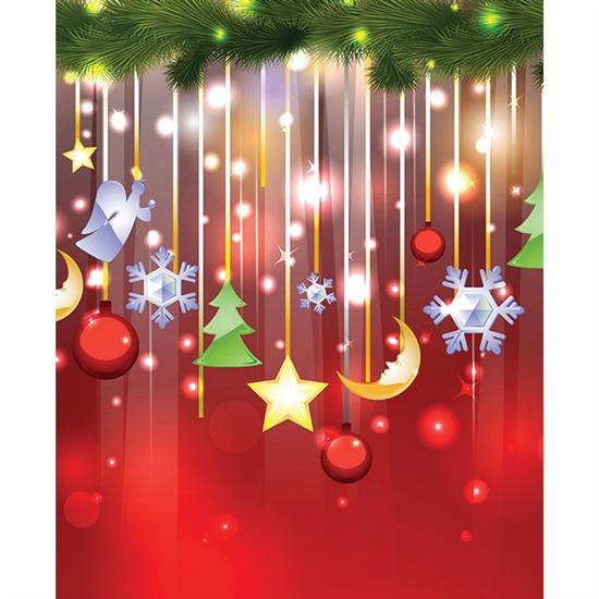 Dangling Christmas Ornaments Printed Backdrop