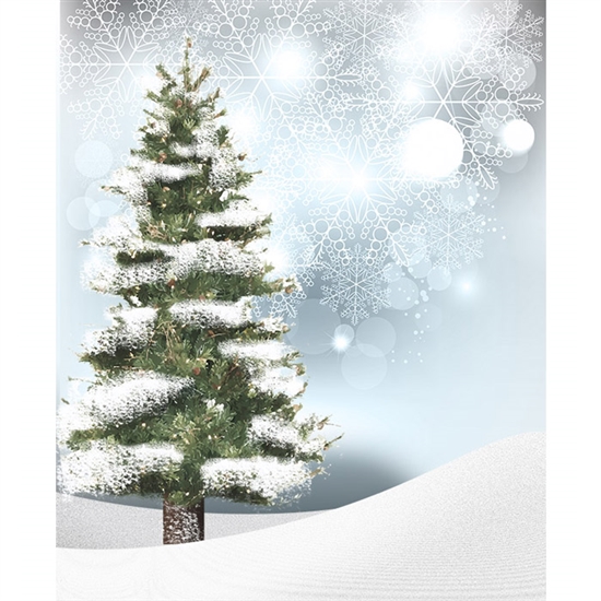 Snowy Christmas Tree Printed Backdrop