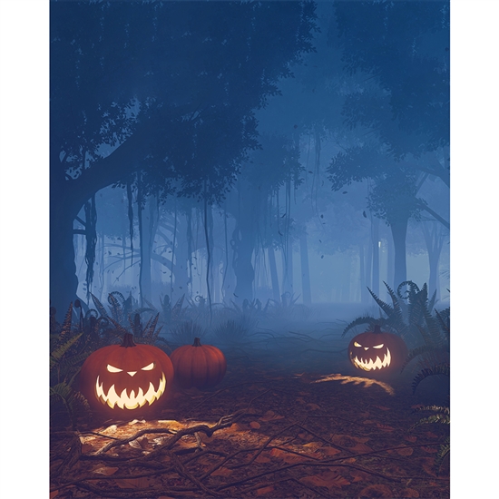 Evil Jack-O-Lantern Forest Printed Backdrop